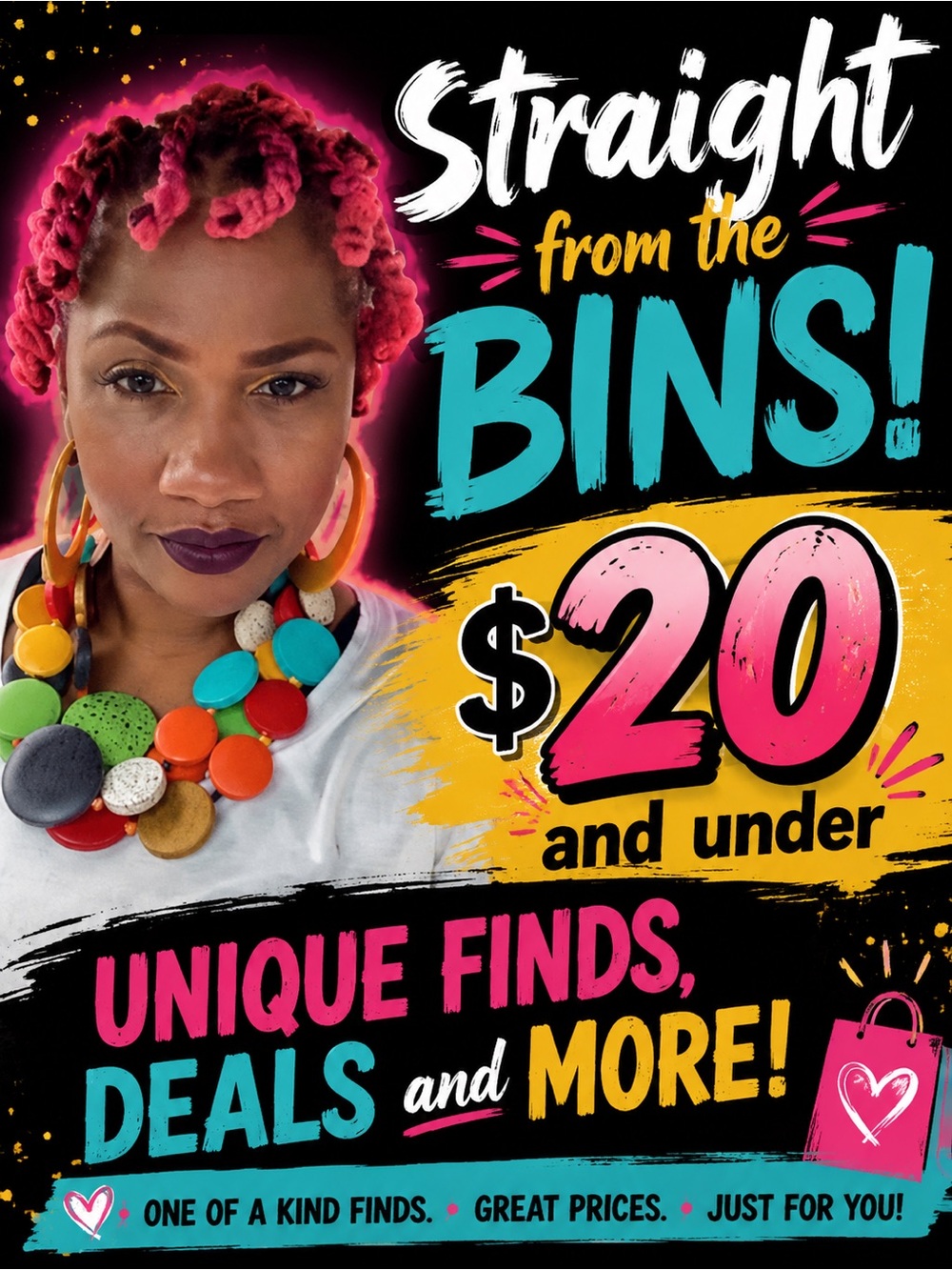 Straight From the Bins! $20 and Under Colorful Party Poster